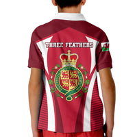 Wales Rugby Kid Polo Shirt Three Feathers Dragon 2023 World Cup - Wonder Print Shop