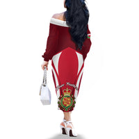 Wales Rugby Off The Shoulder Long Sleeve Dress Three Feathers Dragon 2023 World Cup - Wonder Print Shop
