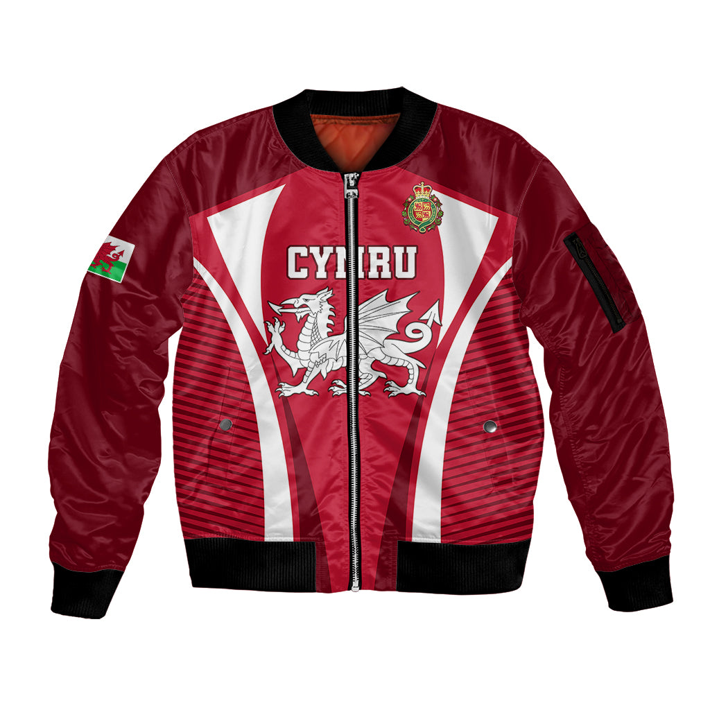Wales Rugby Sleeve Zip Bomber Jacket Three Feathers Dragon 2023 World Cup - Wonder Print Shop