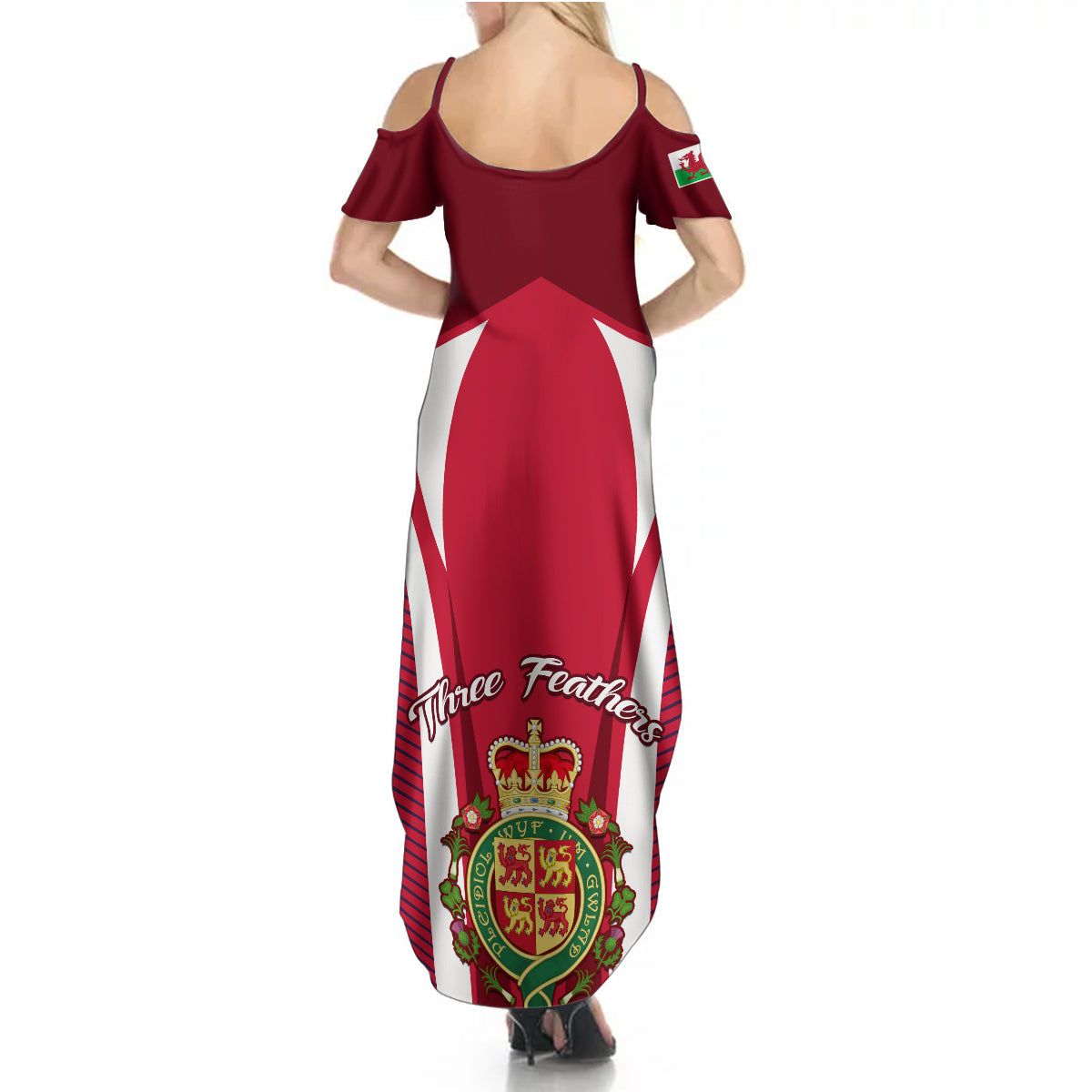 Wales Rugby Summer Maxi Dress Three Feathers Dragon 2023 World Cup - Wonder Print Shop