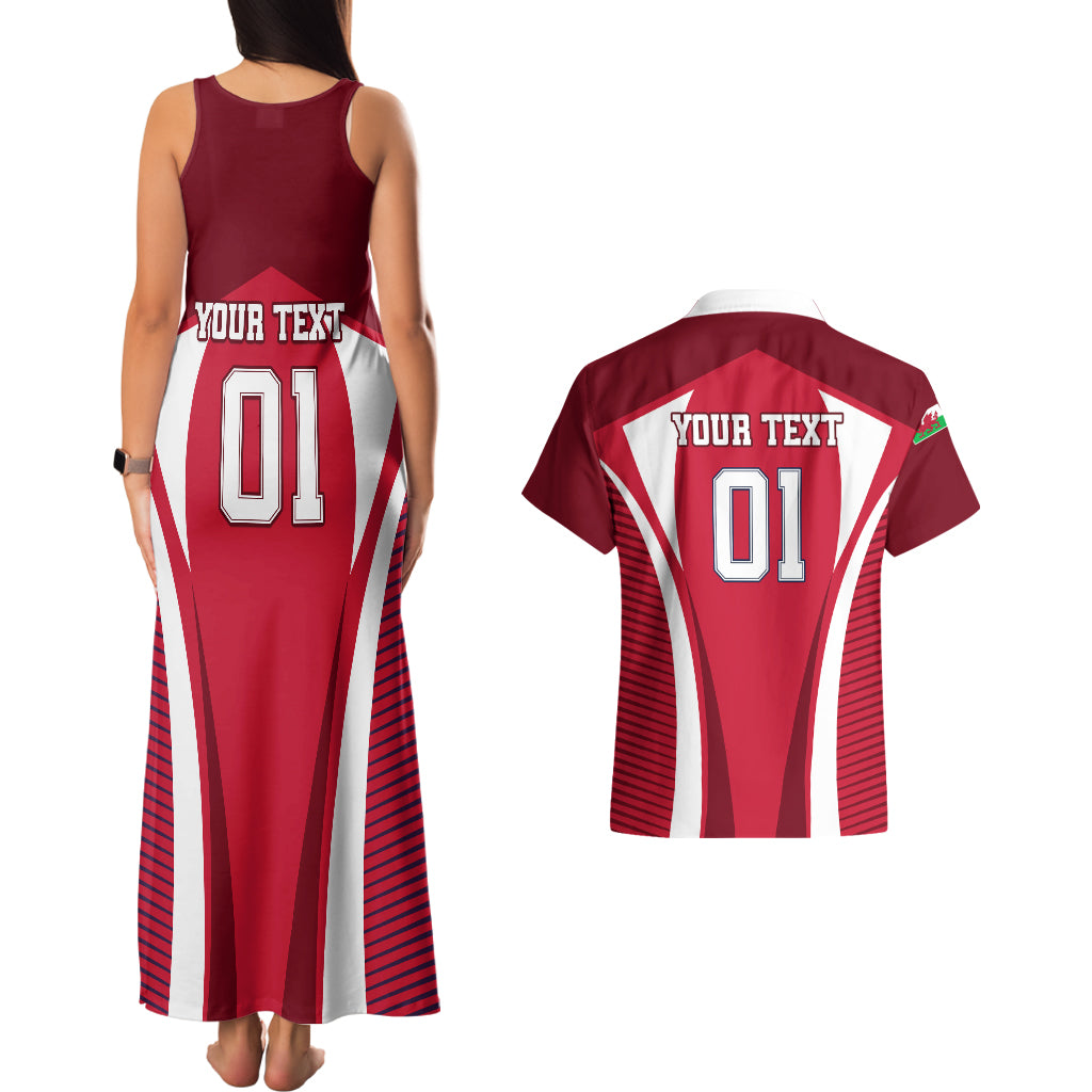 Custom Wales Rugby Couples Matching Tank Maxi Dress and Hawaiian Shirt Three Feathers Dragon 2023 World Cup - Wonder Print Shop