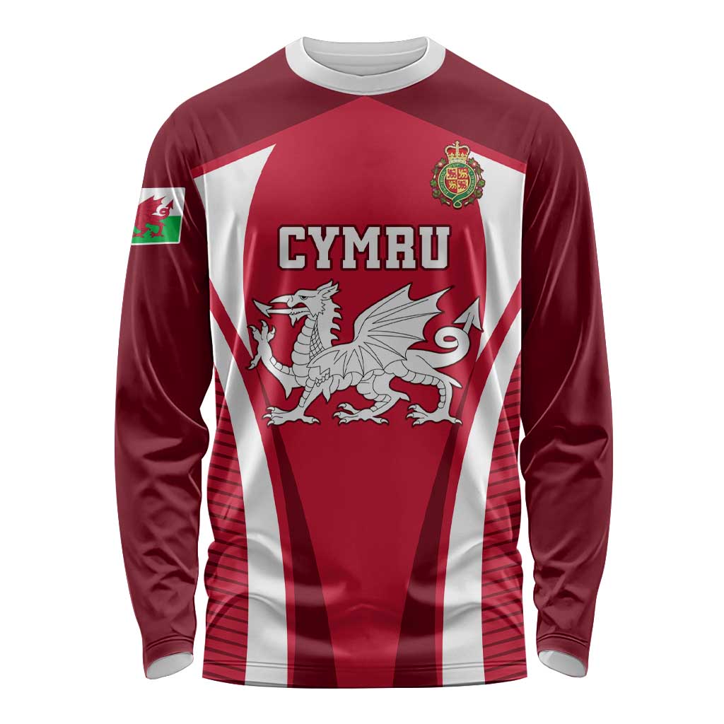 Custom Wales Rugby Long Sleeve Shirt Three Feathers Dragon 2023 World Cup LT01