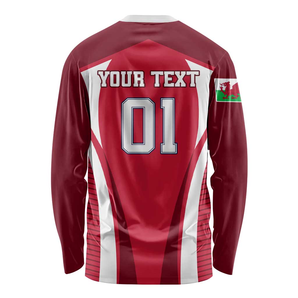 Custom Wales Rugby Long Sleeve Shirt Three Feathers Dragon 2023 World Cup LT01