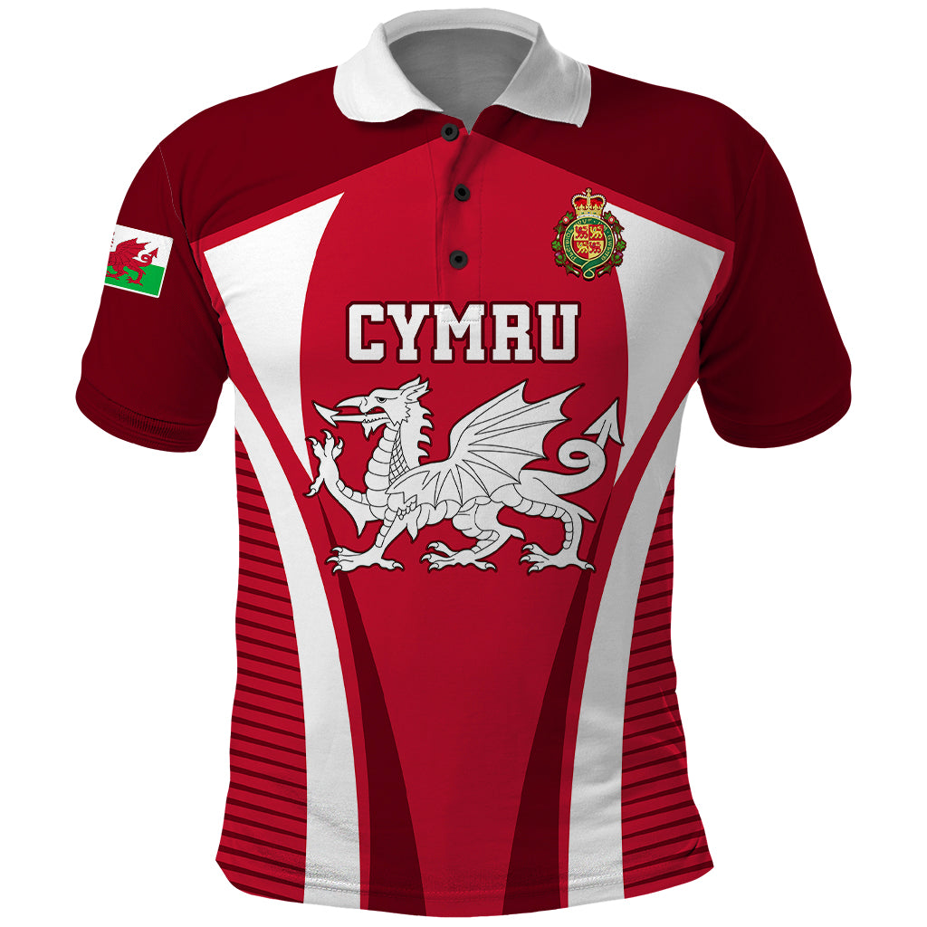 Custom Wales Rugby Polo Shirt Three Feathers Dragon 2023 World Cup - Wonder Print Shop