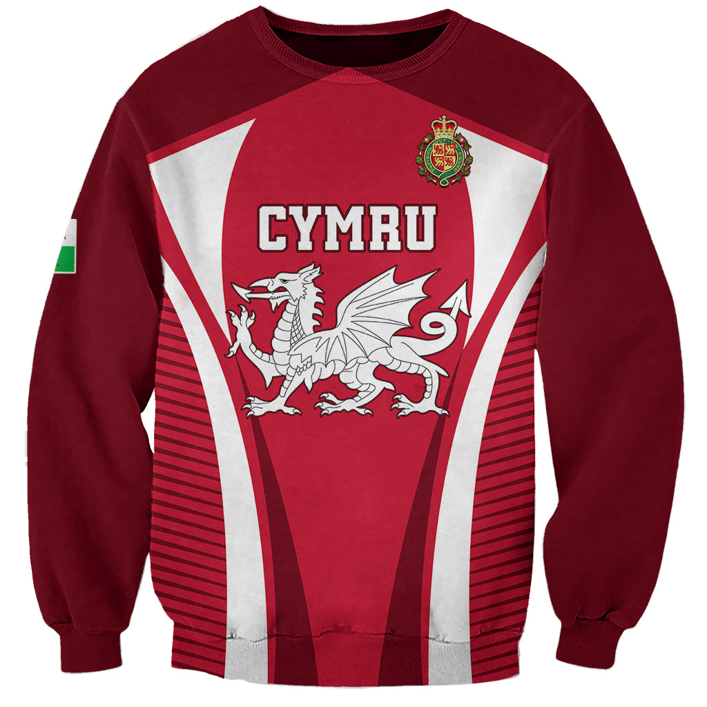Custom Wales Rugby Sweatshirt Three Feathers Dragon 2023 World Cup - Wonder Print Shop
