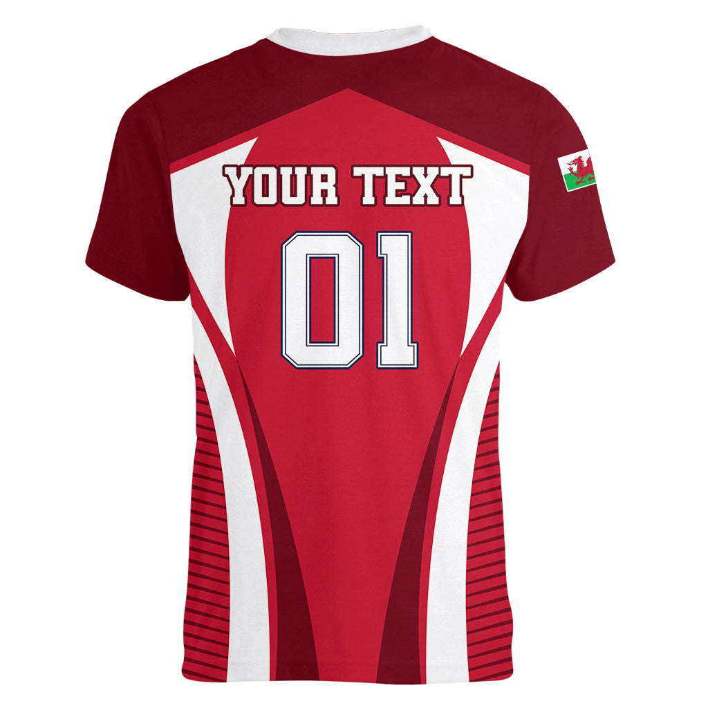 Custom Wales Rugby Women V Neck T Shirt Three Feathers Dragon 2023 World Cup - Wonder Print Shop