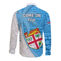 Fiji Rugby Long Sleeve Button Shirt Come On Fijian Tapa Pattern - Wonder Print Shop