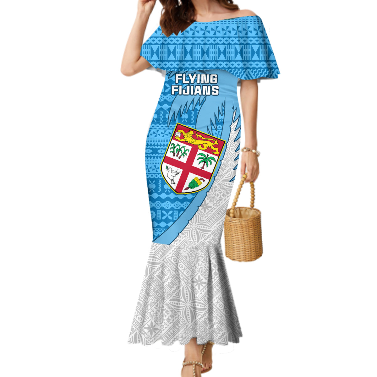 Fiji Rugby Mermaid Dress Come On Fijian Tapa Pattern - Wonder Print Shop