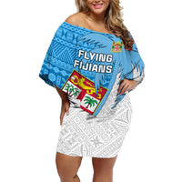 Fiji Rugby Off Shoulder Short Dress Come On Fijian Tapa Pattern - Wonder Print Shop