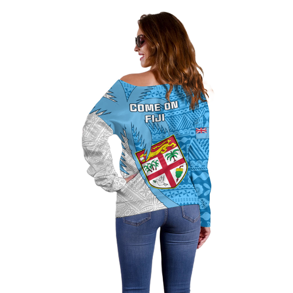 Fiji Rugby Off Shoulder Sweater Come On Fijian Tapa Pattern - Wonder Print Shop