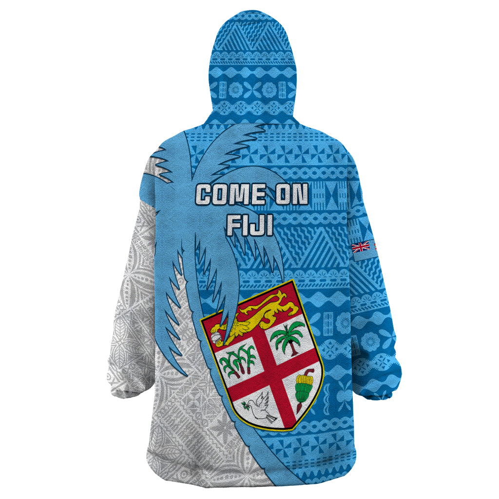 Fiji Rugby Wearable Blanket Hoodie Come On Fijian Tapa Pattern - Wonder Print Shop