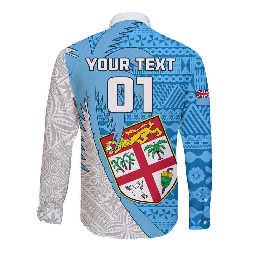 Custom Fiji Rugby Long Sleeve Button Shirt Come On Fijian Tapa Pattern - Wonder Print Shop