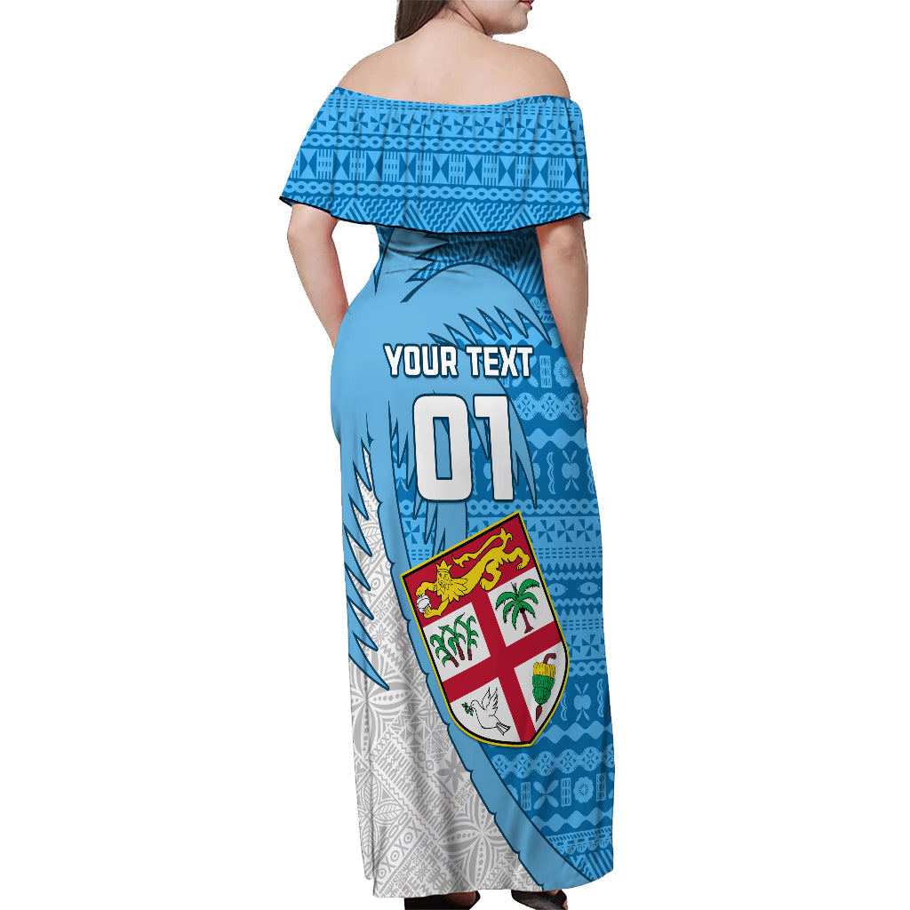 Custom Fiji Rugby Off Shoulder Maxi Dress Come On Fijian Tapa Pattern - Wonder Print Shop