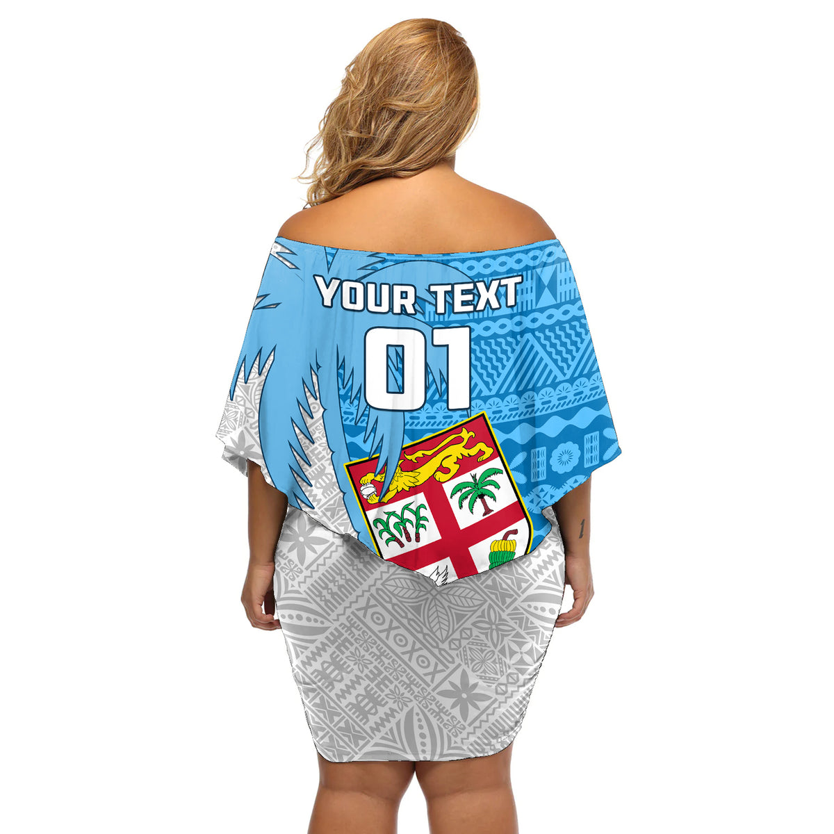 Custom Fiji Rugby Off Shoulder Short Dress Come On Fijian Tapa Pattern - Wonder Print Shop