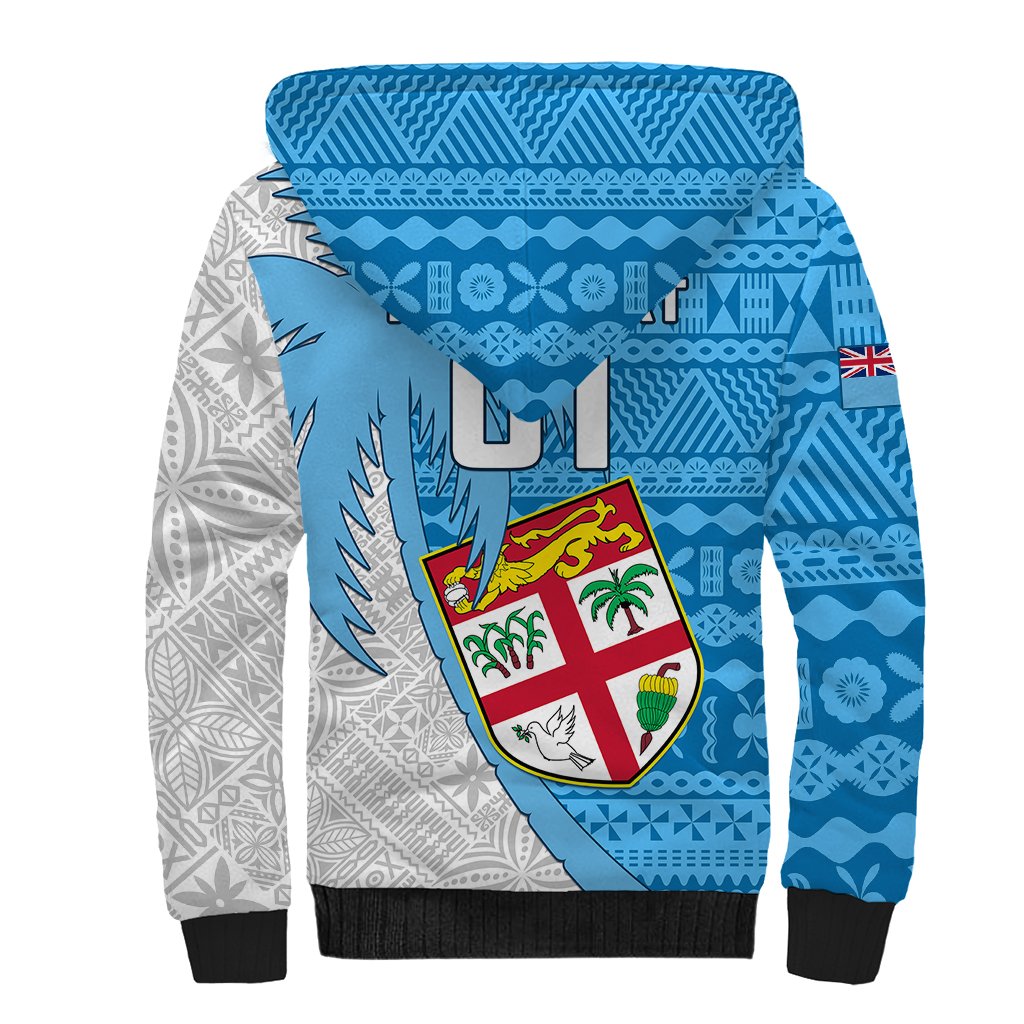 Custom Fiji Rugby Sherpa Hoodie Come On Fijian Tapa Pattern - Wonder Print Shop