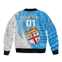 Custom Fiji Rugby Sleeve Zip Bomber Jacket Come On Fijian Tapa Pattern - Wonder Print Shop