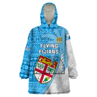 Custom Fiji Rugby Wearable Blanket Hoodie Come On Fijian Tapa Pattern - Wonder Print Shop