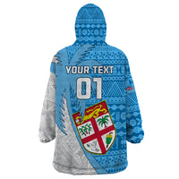 Custom Fiji Rugby Wearable Blanket Hoodie Come On Fijian Tapa Pattern - Wonder Print Shop
