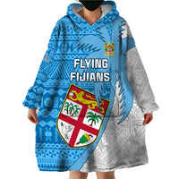Custom Fiji Rugby Wearable Blanket Hoodie Come On Fijian Tapa Pattern - Wonder Print Shop