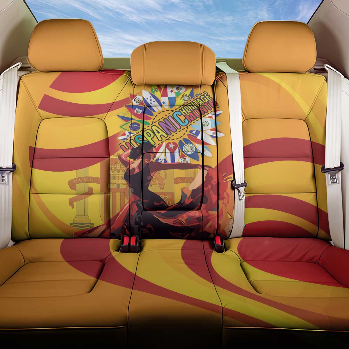 Hispanic Heritage Month Back Car Seat Cover Espana Flamenco - Wonder Print Shop