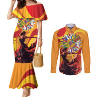 Hispanic Heritage Month Couples Matching Mermaid Dress and Long Sleeve Button Shirt Espana Flamenco