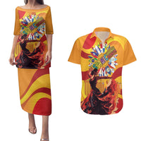 Hispanic Heritage Month Couples Matching Puletasi and Hawaiian Shirt Espana Flamenco - Wonder Print Shop