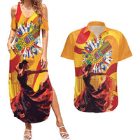 Hispanic Heritage Month Couples Matching Summer Maxi Dress and Hawaiian Shirt Espana Flamenco - Wonder Print Shop