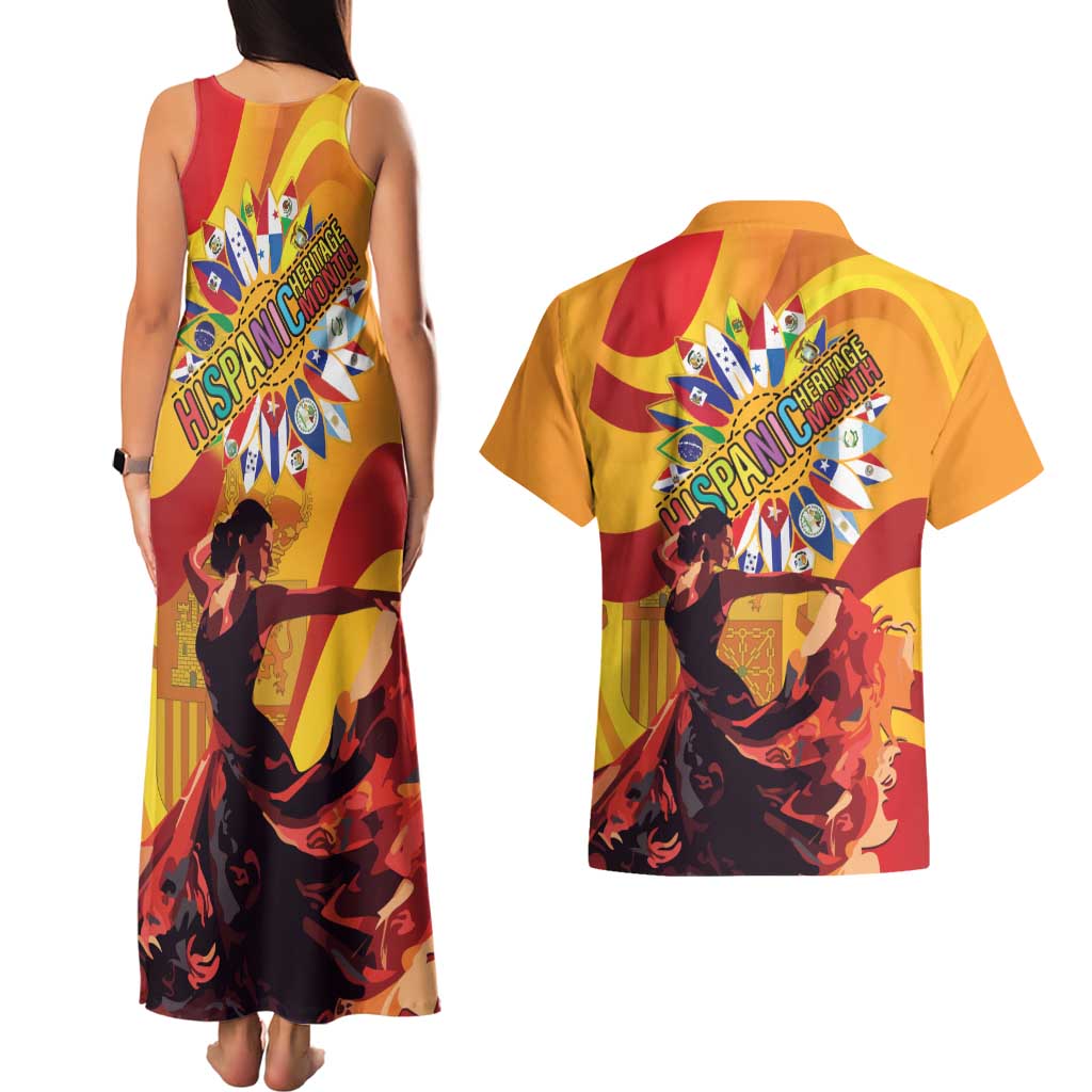 Hispanic Heritage Month Couples Matching Tank Maxi Dress and Hawaiian Shirt Espana Flamenco - Wonder Print Shop