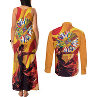 Hispanic Heritage Month Couples Matching Tank Maxi Dress and Long Sleeve Button Shirt Espana Flamenco - Wonder Print Shop