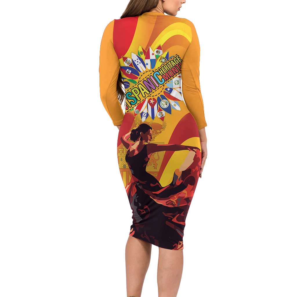 Hispanic Heritage Month Family Matching Long Sleeve Bodycon Dress and Hawaiian Shirt Espana Flamenco - Wonder Print Shop