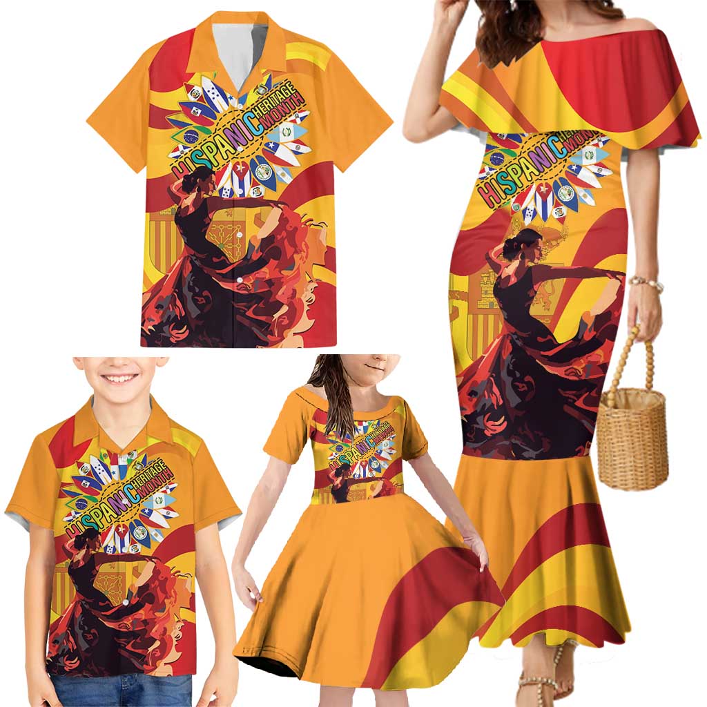 Hispanic Heritage Month Family Matching Mermaid Dress and Hawaiian Shirt Espana Flamenco - Wonder Print Shop