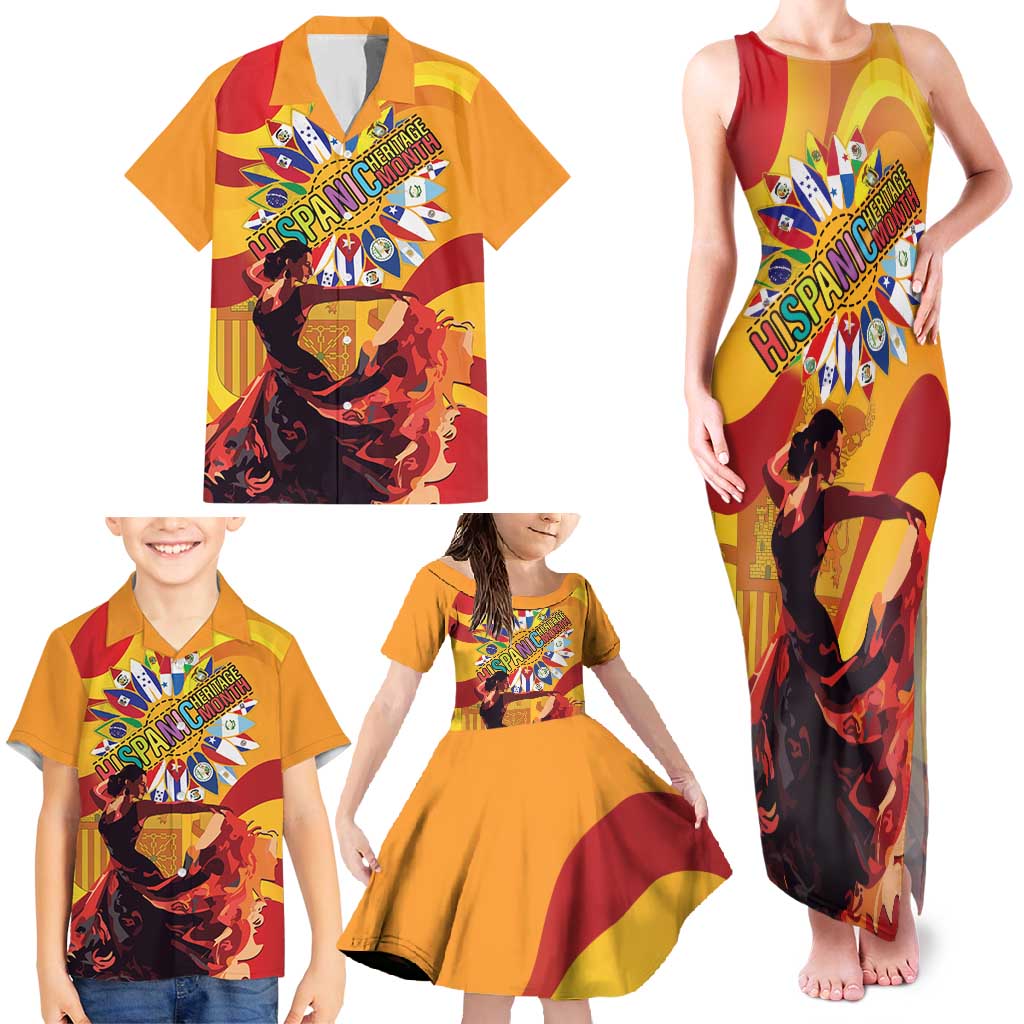 Hispanic Heritage Month Family Matching Tank Maxi Dress and Hawaiian Shirt Espana Flamenco - Wonder Print Shop