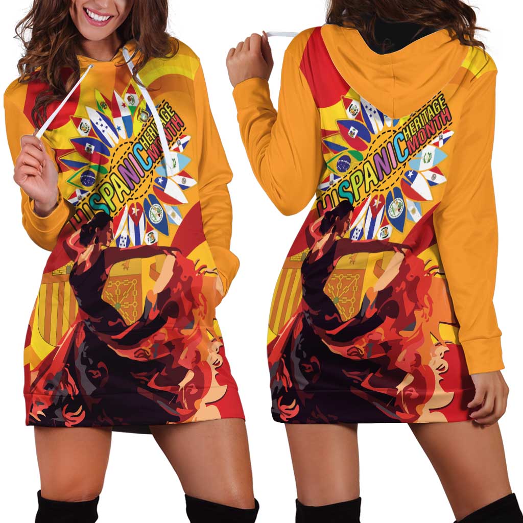 Hispanic Heritage Month Hoodie Dress Espana Flamenco - Wonder Print Shop