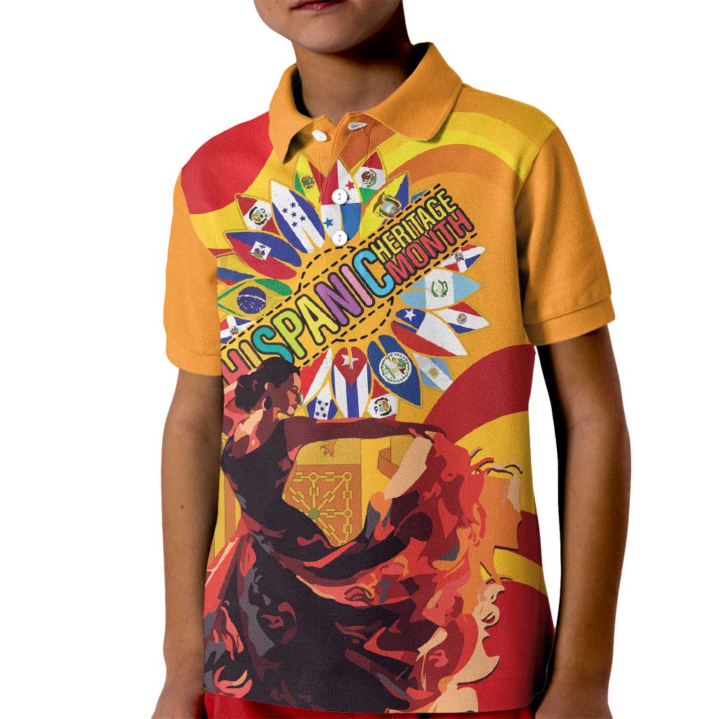 Hispanic Heritage Month Kid Polo Shirt Espana Flamenco - Wonder Print Shop