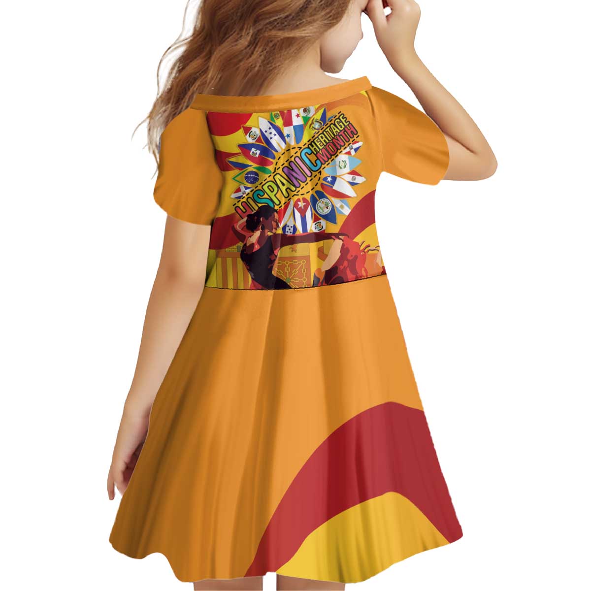 Hispanic Heritage Month Kid Short Sleeve Dress Espana Flamenco - Wonder Print Shop