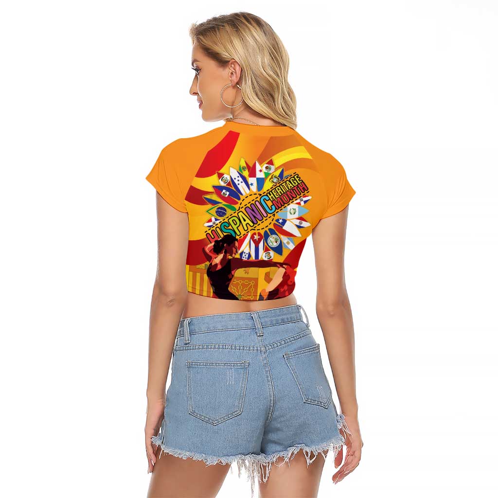 Hispanic Heritage Month Raglan Cropped T Shirt Espana Flamenco - Wonder Print Shop