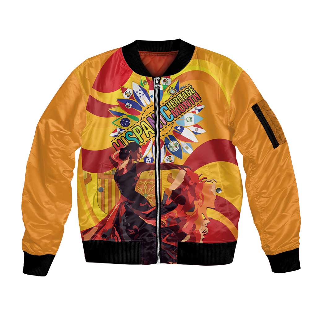 Hispanic Heritage Month Sleeve Zip Bomber Jacket Espana Flamenco - Wonder Print Shop