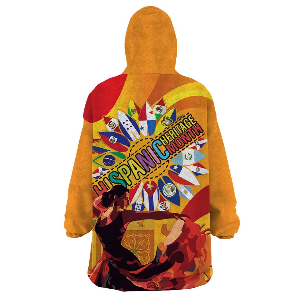 Hispanic Heritage Month Wearable Blanket Hoodie Espana Flamenco - Wonder Print Shop