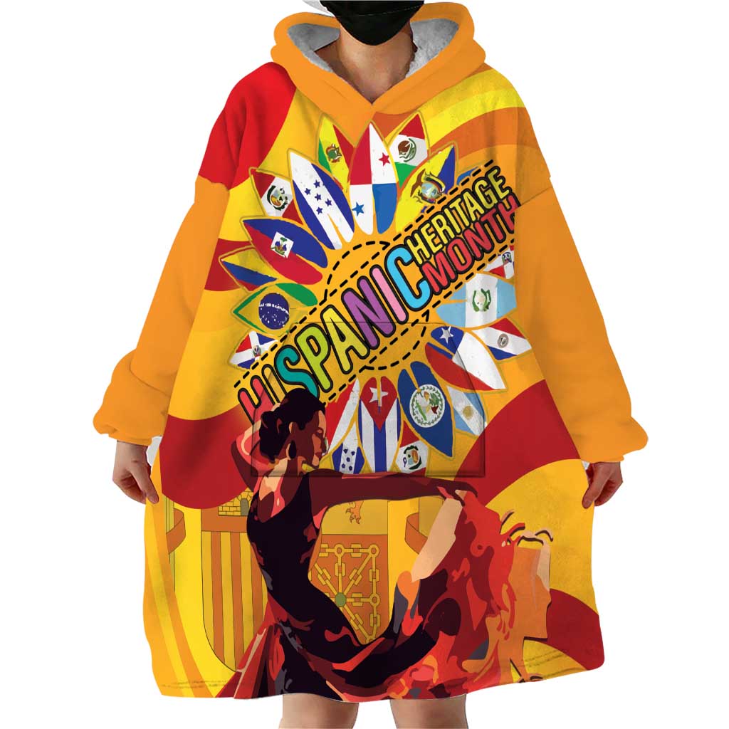 Hispanic Heritage Month Wearable Blanket Hoodie Espana Flamenco - Wonder Print Shop