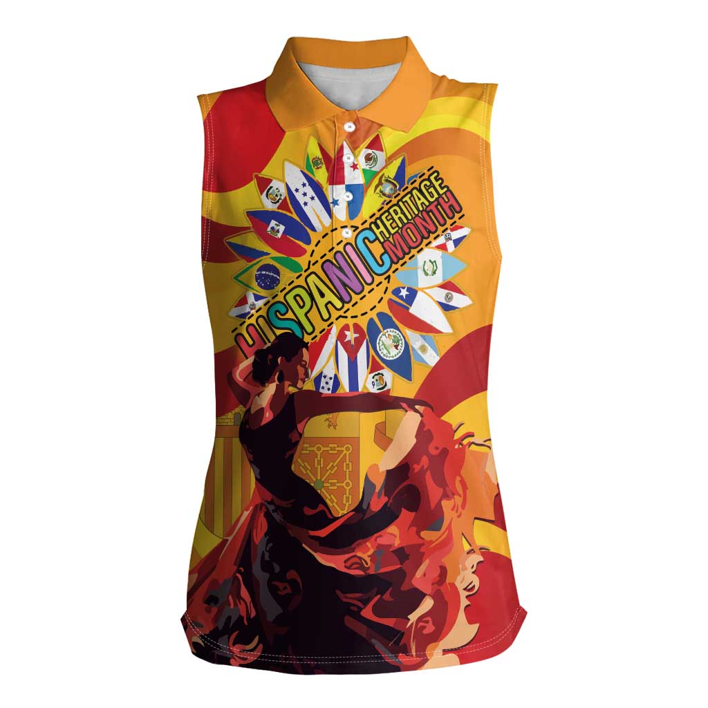 Hispanic Heritage Month Women Sleeveless Polo Shirt Espana Flamenco - Wonder Print Shop