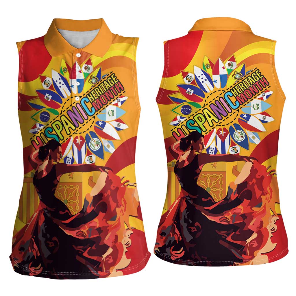 Hispanic Heritage Month Women Sleeveless Polo Shirt Espana Flamenco - Wonder Print Shop