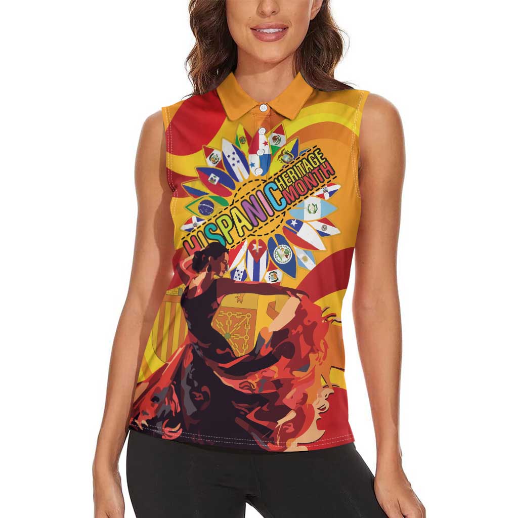 Hispanic Heritage Month Women Sleeveless Polo Shirt Espana Flamenco - Wonder Print Shop