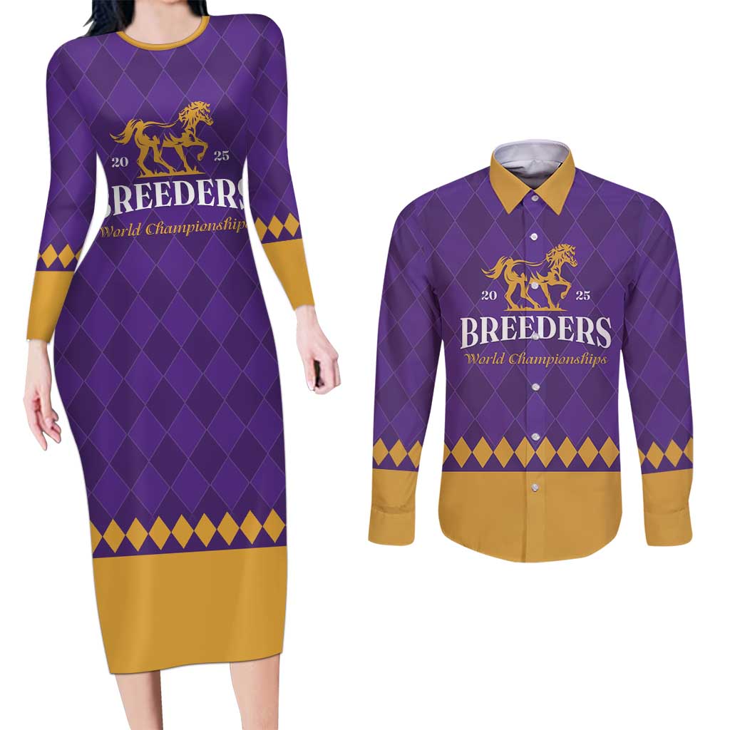 Personalized Breeders Horse Racing 2025 Couples Matching Long Sleeve Bodycon Dress and Long Sleeve Button Shirt Del Mar Awaits - Wonder Print Shop