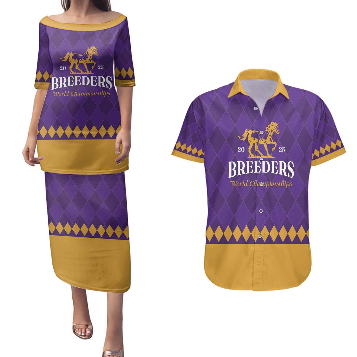 Personalized Breeders Horse Racing 2025 Couples Matching Puletasi and Hawaiian Shirt Del Mar Awaits - Wonder Print Shop