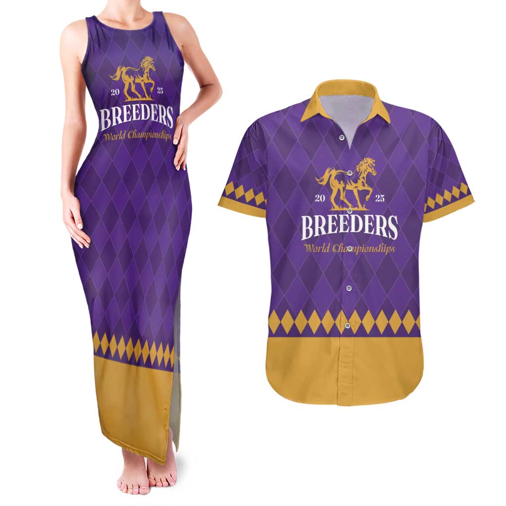 Personalized Breeders Horse Racing 2025 Couples Matching Tank Maxi Dress and Hawaiian Shirt Del Mar Awaits - Wonder Print Shop