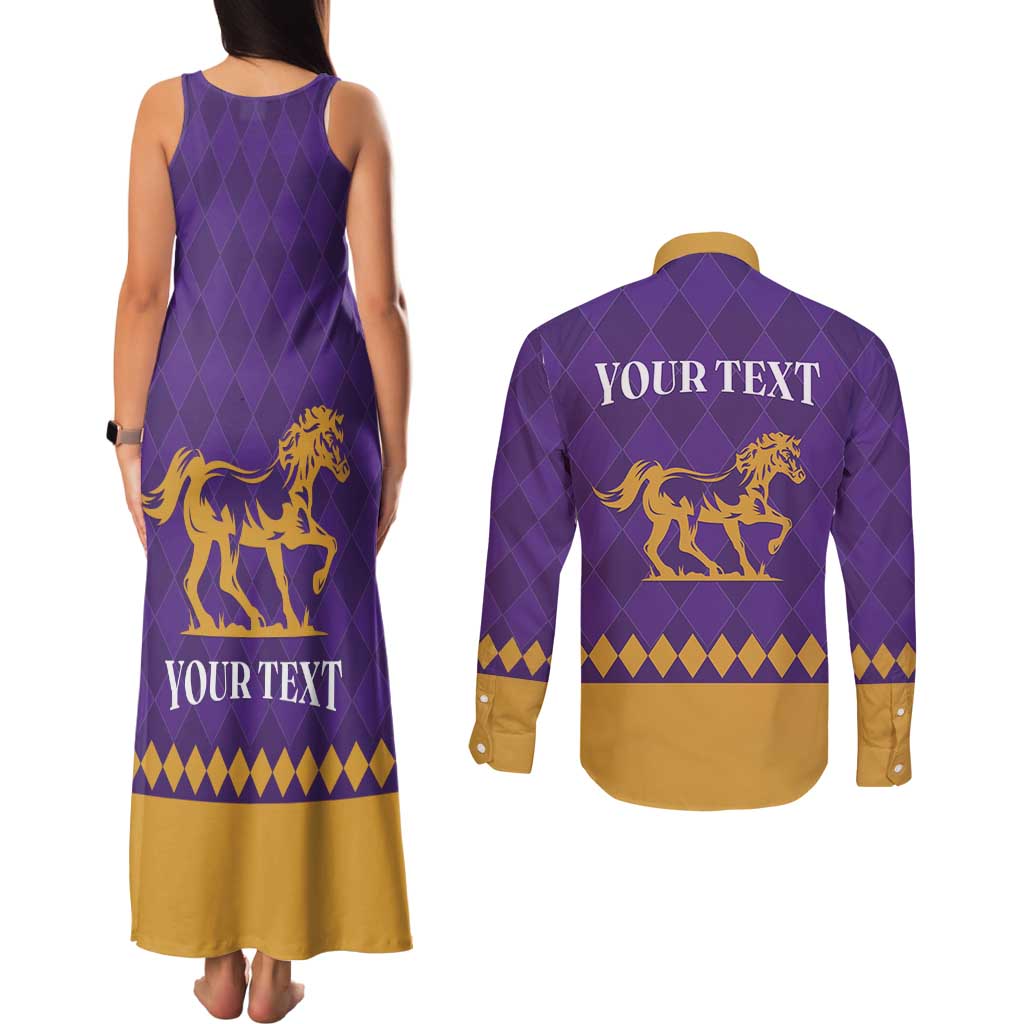 Personalized Breeders Horse Racing 2025 Couples Matching Tank Maxi Dress and Long Sleeve Button Shirt Del Mar Awaits - Wonder Print Shop