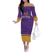 Personalized Breeders Horse Racing 2025 Family Matching Off The Shoulder Long Sleeve Dress and Hawaiian Shirt Del Mar Awaits - Wonder Print Shop