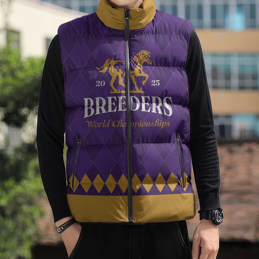 Personalized Breeders Horse Racing 2025 Sleeveless Puffer Jacket Del Mar Awaits - Wonder Print Shop