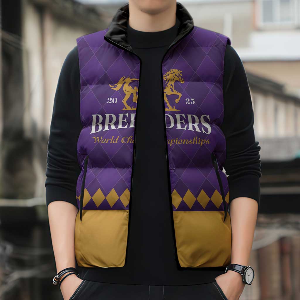 Personalized Breeders Horse Racing 2025 Sleeveless Puffer Jacket Del Mar Awaits - Wonder Print Shop