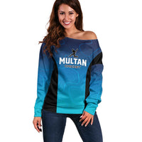 Custom Multan Cricket Off Shoulder Sweater Sultan Dreams Do Come True - Wonder Print Shop